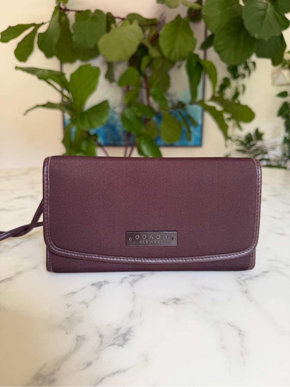 Coach Neo Envelope Swing Wallet 6294 Mahogany Brown Crossbody Bag Neoprene 90s